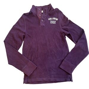 Hollister 1922 Mens Burgundy Long Sleeve Button Up Henley‎ Shirt XL